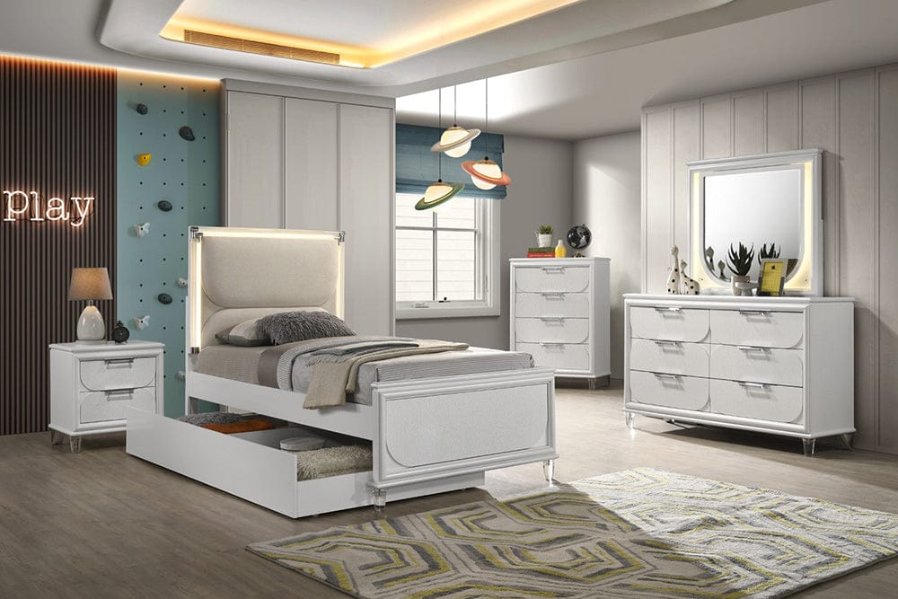 Furniture of America - Lareina Twin Bed w/ Trundle in Pearl White - FM72081WH-T-BED+TR View 2