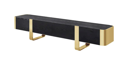 Furniture of America - Larvik - TV Stand Black w/ Gold Frame - FM-AC8028GD-TV view 2