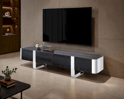 Furniture of America - Larvik - TV Stand Black w/ Silver Frame - FM-AC8028SV-TV view 1