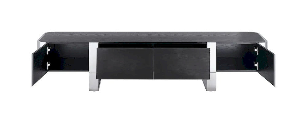 Furniture of America - Larvik - TV Stand Black w/ Silver Frame - FM-AC8028SV-TV view 4