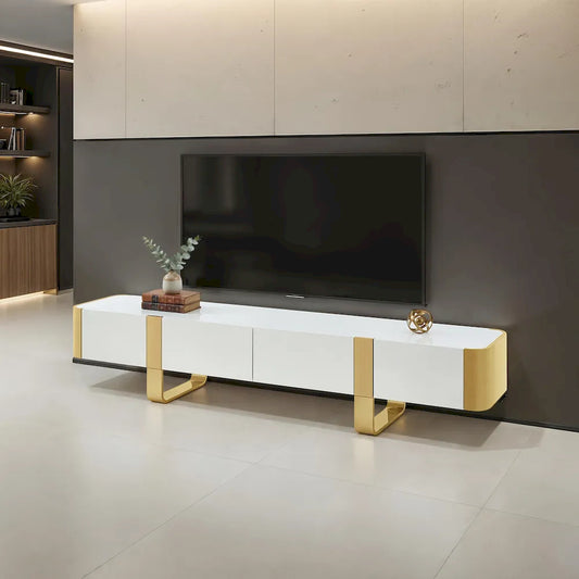 Furniture of America - Larvik - TV Stand White w/ Gold Frame - FM-AC8027GD-TV view 1