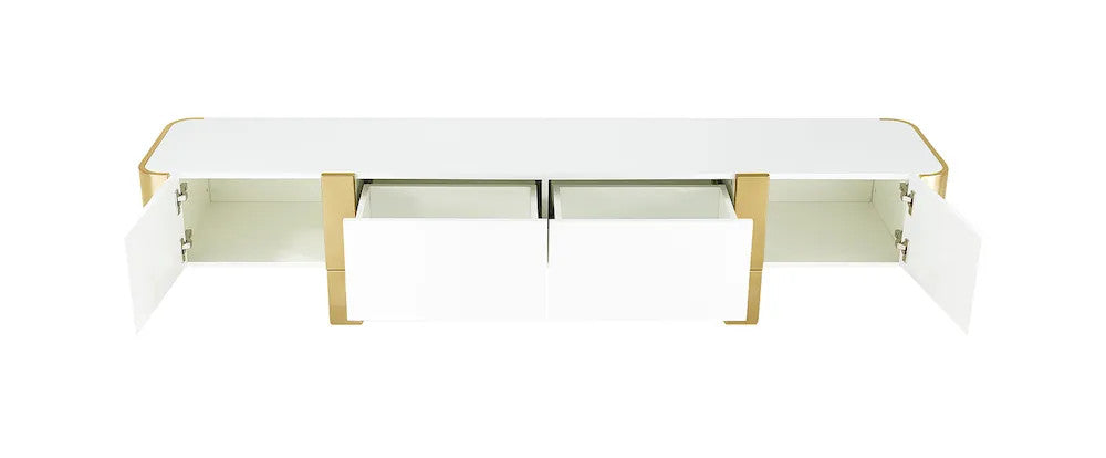 Furniture of America - Larvik - TV Stand White w/ Gold Frame - FM-AC8027GD-TV view 3