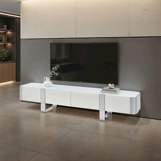 Furniture of America - Larvik - TV Stand White w/ Silver Frame - FM-AC8027SV-TV view 1