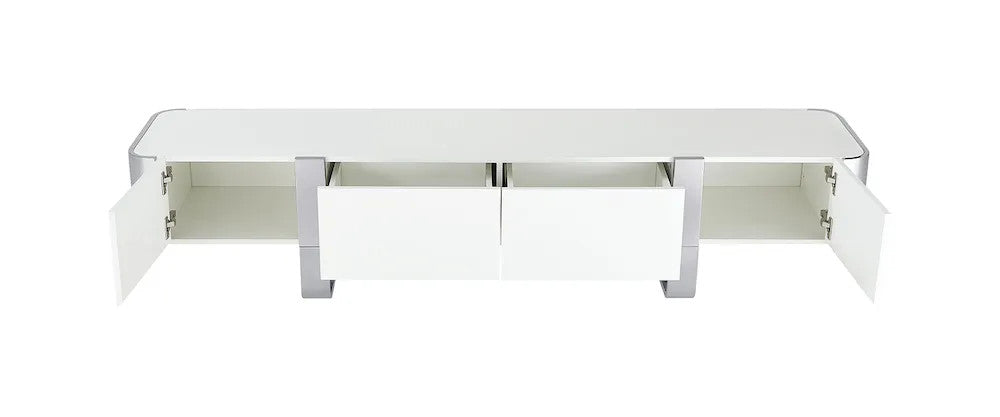 Furniture of America - Larvik - TV Stand White w/ Silver Frame - FM-AC8027SV-TV view 4