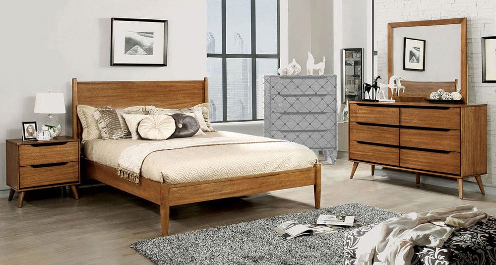 Furniture of America - Lennart 5 Pc. Queen Bedroom Set w/ 2NS in Oak - CM7386A-Q-5PC-2NS View 1