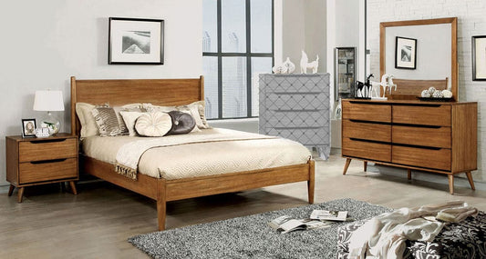 Furniture of America - Lennart 5 Pc. Queen Bedroom Set w/ 2NS in Oak - CM7386A-Q-5PC-2NS View 1