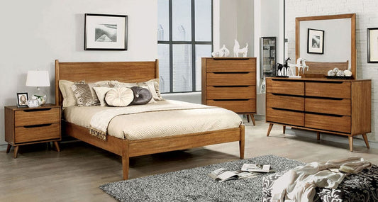Furniture of America - Lennart 5 Pc. Queen Bedroom Set w/ Chest in Oak - CM7386A-Q-5PC-CHEST View 1