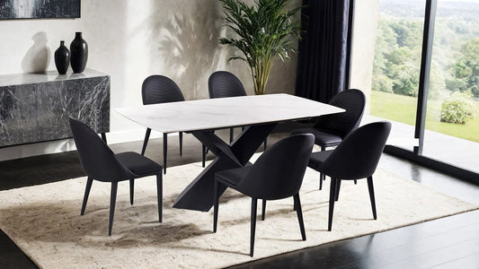 Furniture of America - Lenvik 7 Pc. Dining Table Set in Black/White - FM3700BK-T-7PC View 1