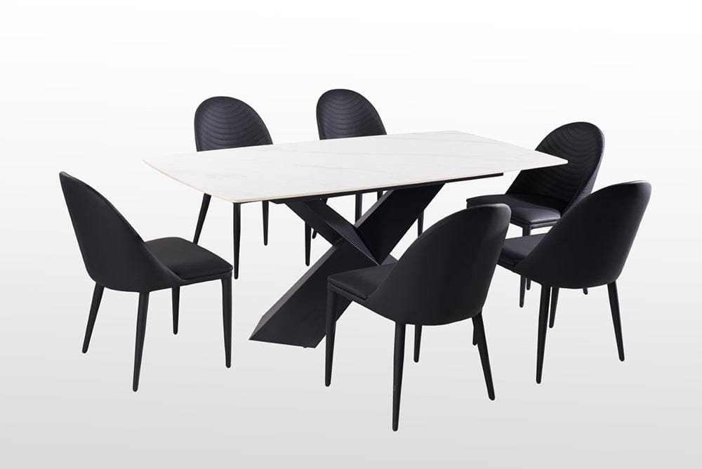 Furniture of America - Lenvik Dining Table in Black/White - FM3700BK-T-TABLE View 3