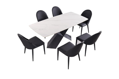 Furniture of America - Lenvik Dining Table in Black/White - FM3700BK-T-TABLE View 4