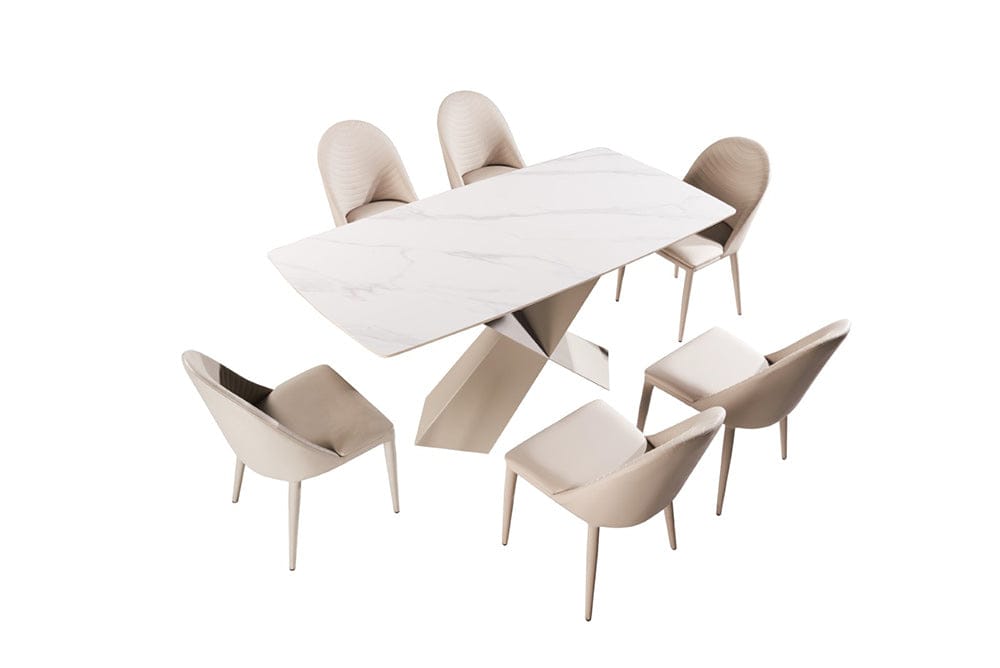 Furniture of America - Lenvik Dining Table in Brown/White - FM3700BR-T-TABLE View 4