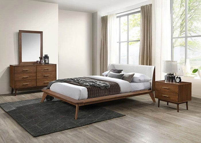 Furniture of America - Lenzburg 4 Pc. Queen Bedroom Set in Walnut/Beige - FM7223WN-Q-4PC View 1