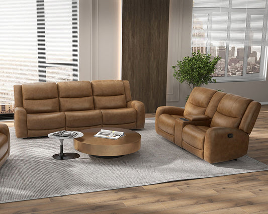 Furniture of America - Leolinus Sofa + Loveseat in Brown - CM9989BR-M-2PC View 1