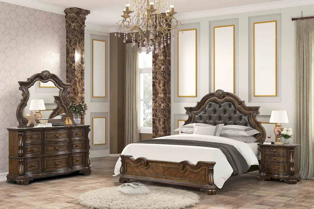 Furniture of America - Leovanni - 3 Pc. Queen Bedroom Set - Dark Brown - FM70003DB-Q-F-4PC view 1