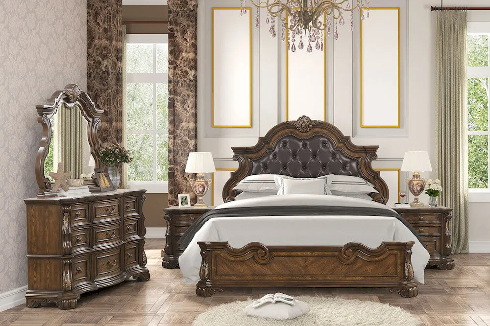 Furniture of America - Leovanni - 3 Pc. Queen Bedroom Set - Dark Brown - FM70003DB-Q-F-4PC view 2