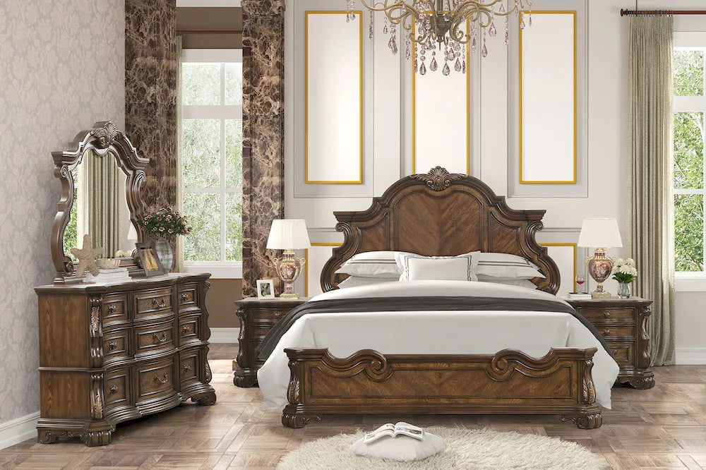 Furniture of America - Leovanni - 3 Pc. Queen Bedroom Set - Dark Brown - FM70003DB-Q-W-4PC view 2