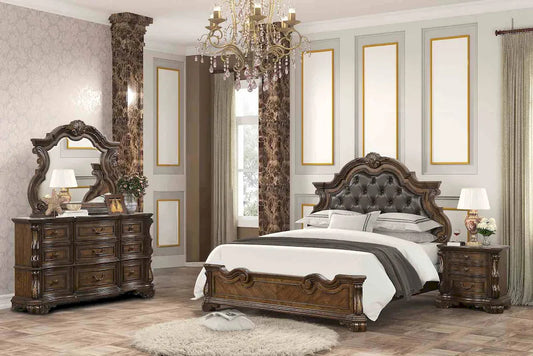 Furniture of America - Leovanni - 4 Pc. Queen Bedroom Set w/ 2NS - Dark Brown - FM70003DB-Q-F-5PC-2N view 1
