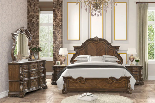 Furniture of America - Leovanni - 4 Pc. Queen Bedroom Set w/ 2NS - Dark Brown - FM70003DB-Q-W-5PC-2N view 2