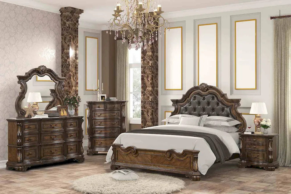 Furniture of America - Leovanni - 4 Pc. Queen Bedroom Set w/ Chest - Dark Brown - FM70003DB-Q-F-5PC-C view 1
