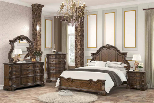 Furniture of America - Leovanni - 4 Pc. Queen Bedroom Set w/ Chest - Dark Brown - FM70003DB-Q-W-5PC-C view 1