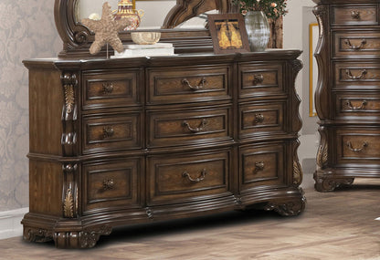 Furniture of America - Leovanni Dresser w/ Jewelry Tray in Dark Brown - FM70003DB-D View 1