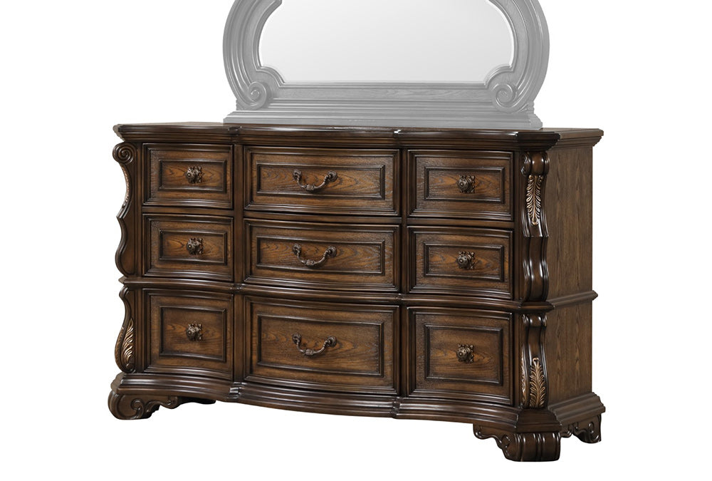 Furniture of America - Leovanni Dresser w/ Jewelry Tray in Dark Brown - FM70003DB-D View 3