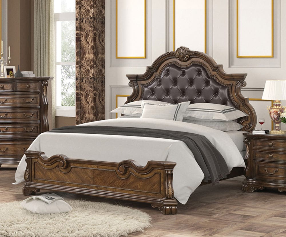 Furniture of America - Leovanni E.King Uph Bed in Dark Brown - FM70003DB-EK-F-BED View 1