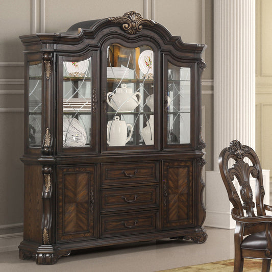 Furniture of America - Leovanni Hutch And Buffet in Dark Brown - FM31003DB-HB-SET View 1