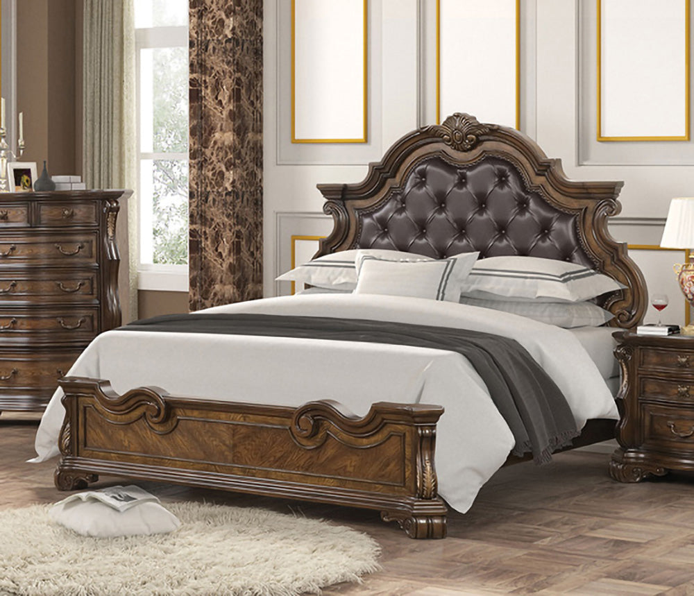 Furniture of America - Leovanni Queen Uph Bed in Dark Brown - FM70003DB-Q-F-BED View 1