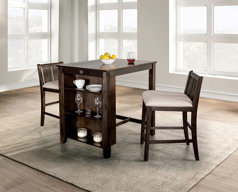 Furniture of America - Lescles 3 Pc. Counter Ht. Table Set in Dark Cherry - FM3423CH-PT-3PK View 1
