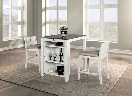 Furniture of America - Lescles 3 Pc. Counter Ht. Table Set in White/Gray - FM3423WH-PT-3PK View 1
