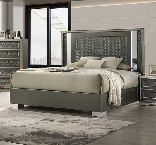 Furniture of America - Leyland E.King Bed in Dark Gray - FM7252DG-EK-BED View 1