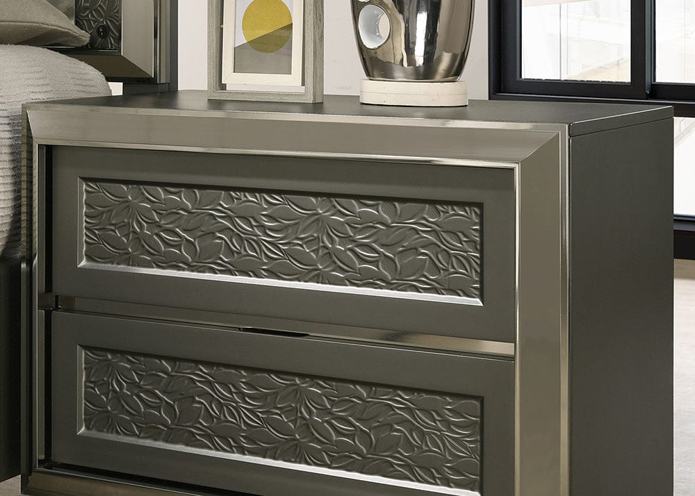 Furniture of America - Leyland Nightstand in Dark Gray - FM7252DG-N View 2