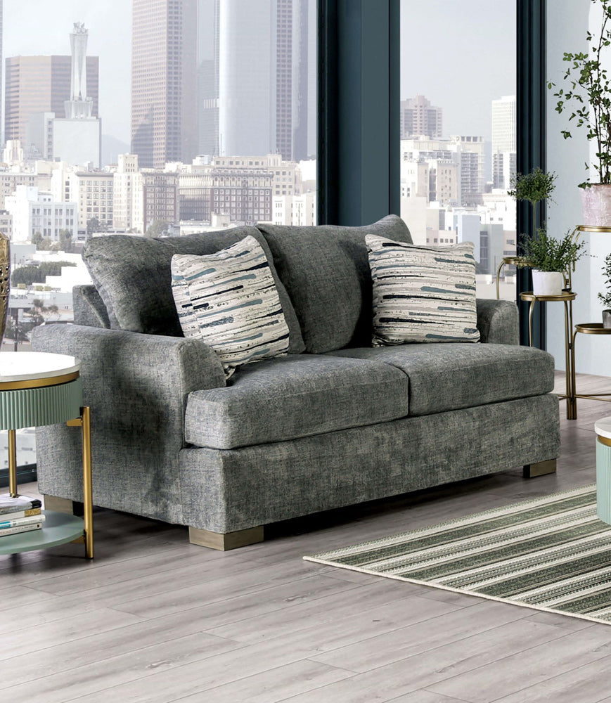Furniture of America - Leytonstone Loveseat in Gray - SM1208-LV View 1