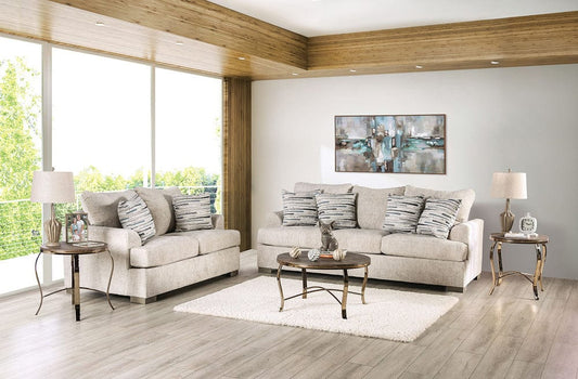 Furniture of America - Leytonstone Sofa + Loveseat in Cream - SM1209-2PC View 1