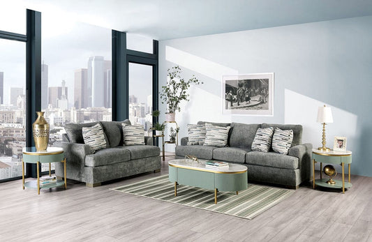 Furniture of America - Leytonstone Sofa + Loveseat in Gray - SM1208-2PC View 1