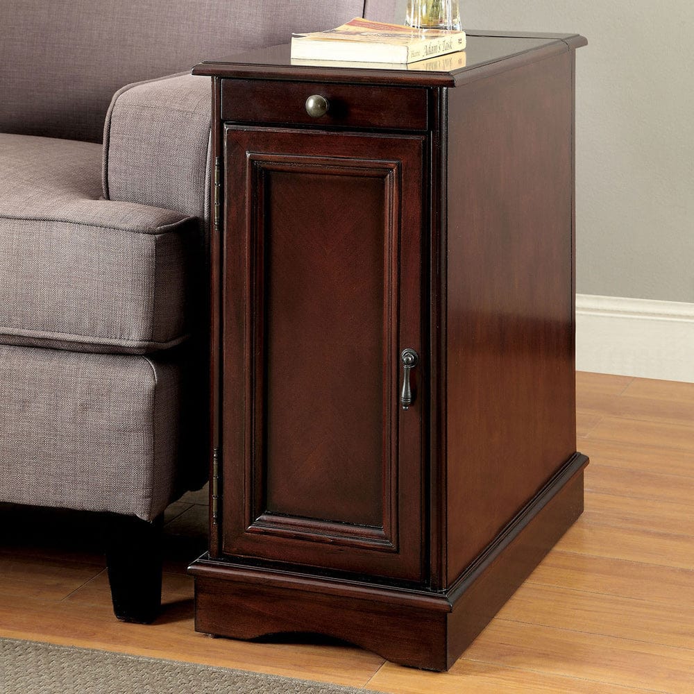 Furniture of America - Lilith I Side Table w/ USB in Cherry - CM-AC171CH View 1