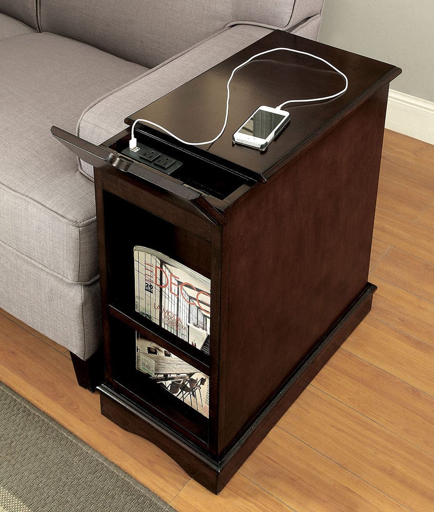 Furniture of America - Lilith I Side Table w/ USB in Cherry - CM-AC171CH View 2