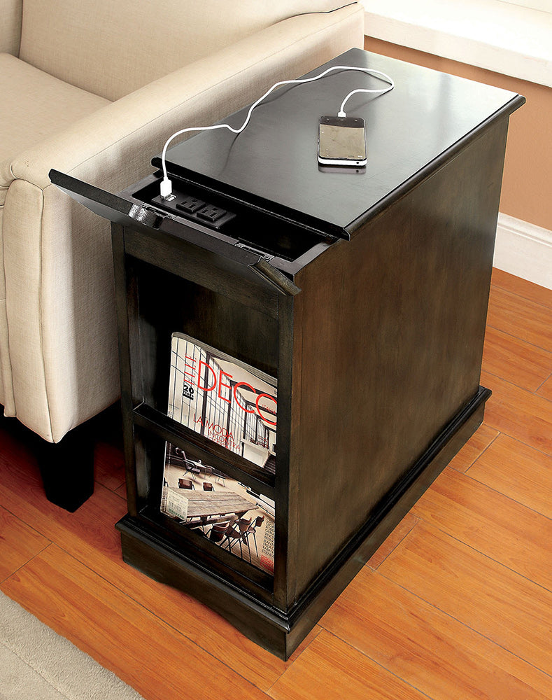 Furniture of America - Lilith I Side Table w/ USB in Gray - CM-AC171GY View 3