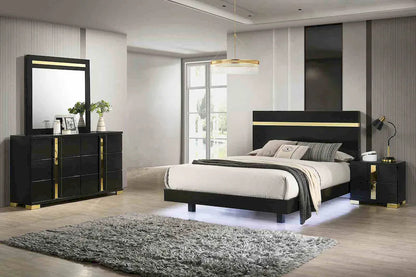 Furniture of America - Lillestrom - 3 Pc. Queen Bedroom Set - Black/Gold - FM7217BK-Q-4PC view 1