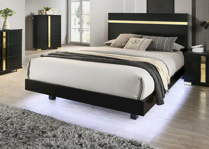 Furniture of America - Lillestrom - 3 Pc. Queen Bedroom Set - Black/Gold - FM7217BK-Q-4PC view 3