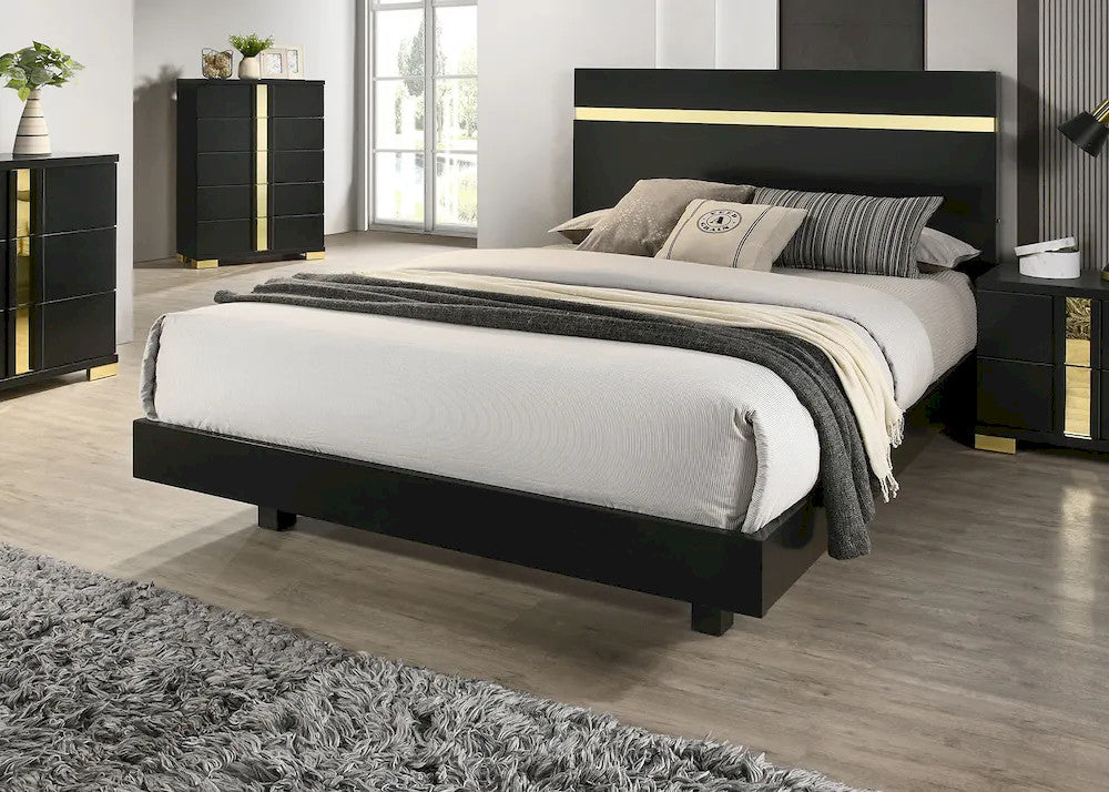 Furniture of America - Lillestrom - 3 Pc. Queen Bedroom Set - Black/Gold - FM7217BK-Q-4PC view 4