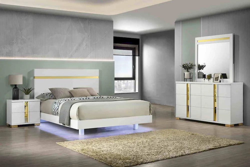 Furniture of America - Lillestrom - 3 Pc. Queen Bedroom Set - White/Gold - FM7217WH-Q-4PC view 1