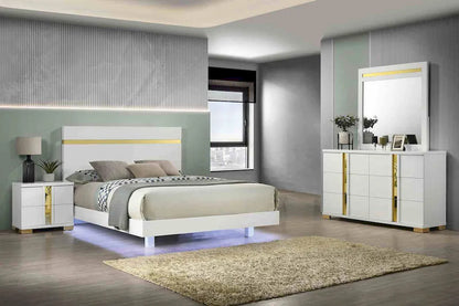 Furniture of America - Lillestrom - 4 Pc. Queen Bedroom Set w/ 2NS - White/Gold - FM7217WH-Q-5PC-2NS view 1
