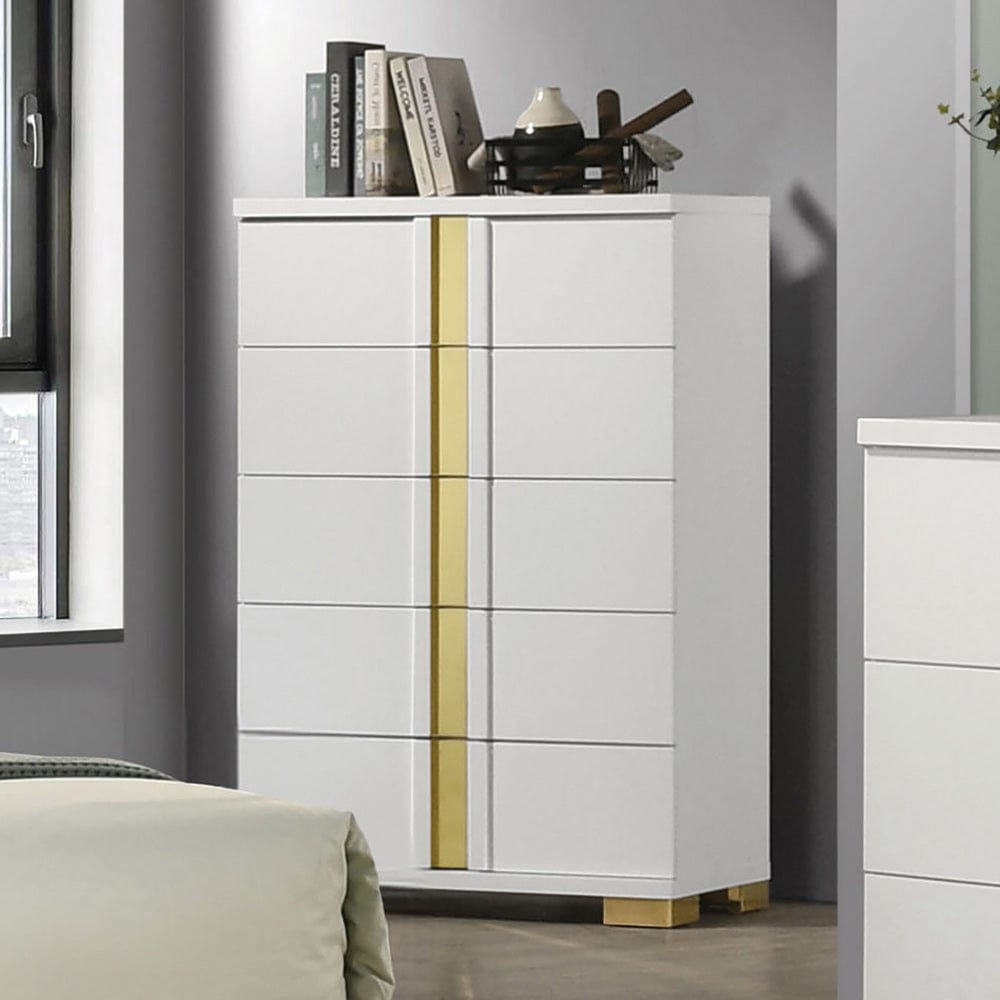 Furniture of America - Lillestrom Chest in White/Gold - FM7217WH-C View 1