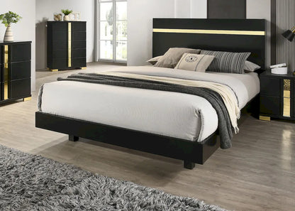 Furniture of America - Lillestrom - E.King Bed, Black/Gold - FM7217BK-EK-BED view 4