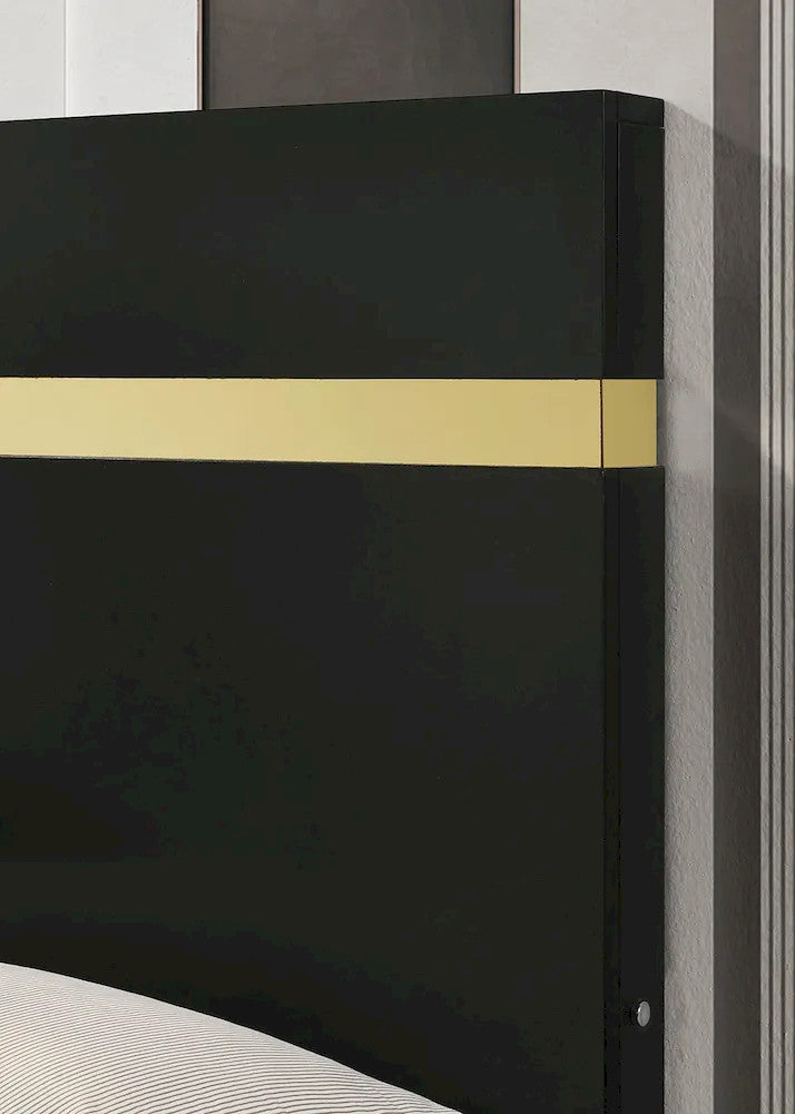 Furniture of America - Lillestrom - E.King Bed, Black/Gold - FM7217BK-EK-BED view 5