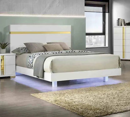 Furniture of America - Lillestrom - E.King Bed, White/Gold - FM7217WH-EK-BED view 1