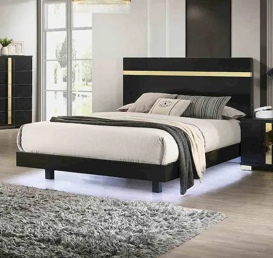 Furniture of America - Lillestrom - Full Bed, Black/Gold - FM7217BK-F-BED view 1