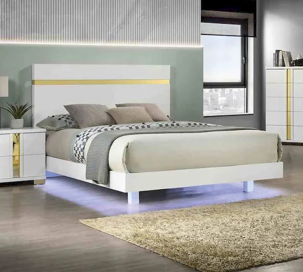 Furniture of America - Lillestrom - Full Bed, White/Gold - FM7217WH-F-BED view 1